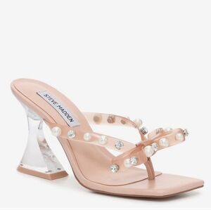 Steve Madden Thong Strap Bow Lucite Heeled Sandals